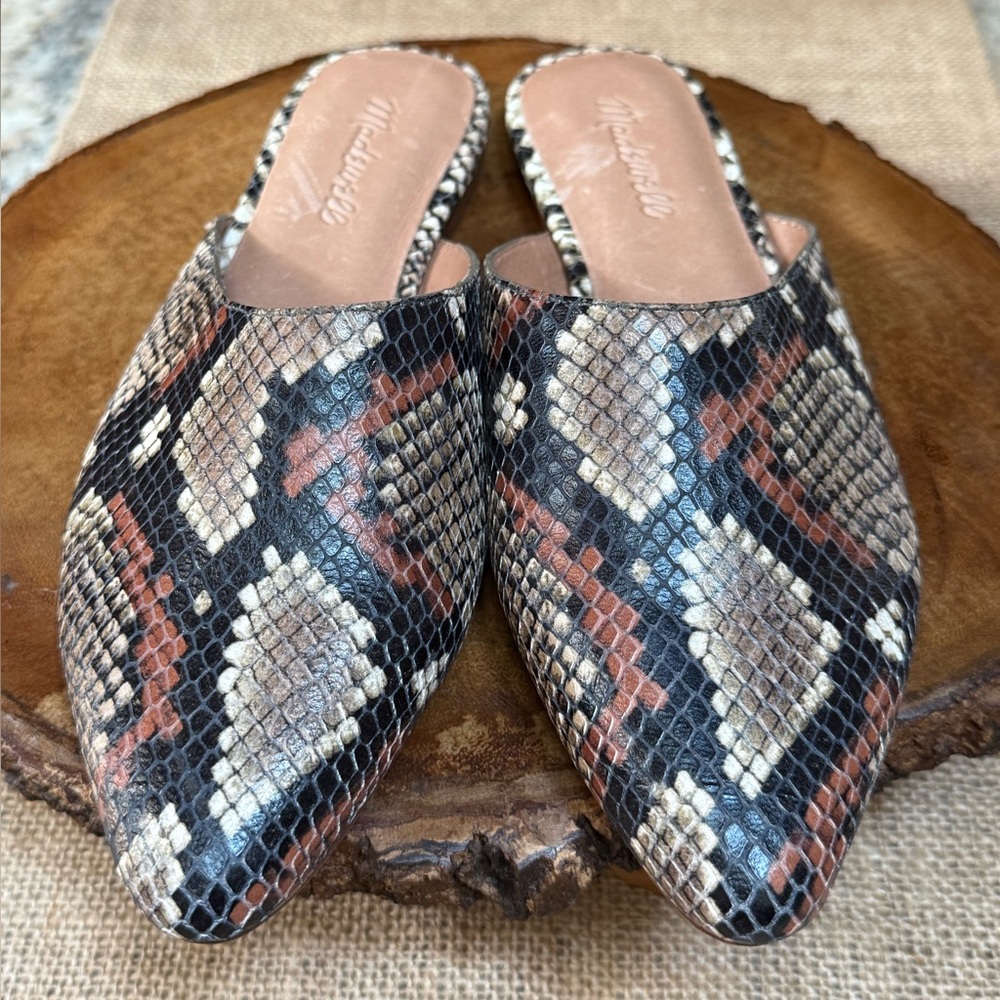 Madewell Snakeskin Pattern Mule slides. Size 6.5 NWOT